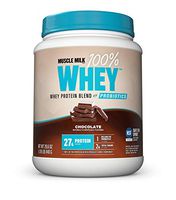 Muscle Milk 100% Whey Powder Protein Blend with Probiotics, Chocolate, 27g Protein, 1.85 Pound