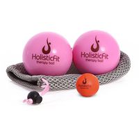 HolisticFit Special Massage Balls set with FREE hands and feet Mini Ball. Soft Physical Yoga and Pilates Therapy Rubber/Silicone Balls for Instant Muscle Pain Relief and Trigger Point Treatment (Pink)