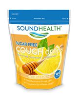 SoundHealth Sugar Free Honey Lemon Cough Drops, Throat Lozenge, Cough Suppressant, 140 Count, Yellow