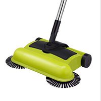 LBSX Broom And Shovel Spinning Push-Power Broom 3 in 1 360 Degree Rotating Cleaning Sweeper Tool Lightweight Easy to Use Hand-push Sweeping Machine Send 2 Fast Dry Cloth (Color : Green)
