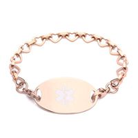 Medical ID Stainless Rose Gold Mini Heart Link Bracelet - DIABETES (Diabetes)