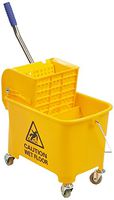 Mind Reader Commercial Mop Bucket - with Down Press Wringer - 22 Quart Capacity - Yellow - MOPT20-YLW