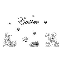 LIEJIE Easter Bunny Happy Easter Rabbit Vinyl Decal Art Wall Sticker DIY Home Room Decor Walls,Car, Tiles, Glass, Furniture, etc (Black)