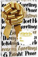 Black and Gold Noel Golden Holiday Wishes Holiday/Christmas Deluxe- Gift Wrap Wrapping Paper with Gift Tags and Bows