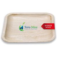 Terra Mirai 10” Palm leaf Square Plates – Compostable, Ecofriendly, Disposable Plates – Premium Quality Tableware Ideal for Parties, Birthday, Outdoor Picnics, Graduation Ceremonies (20 Pack)