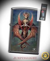 7424 Anne Stokes Dragon & Woman Gray Dusk Full Size Lighter with Flint Pack - Premium Lighter Fluid (Comes Unfilled) - Made in USA!