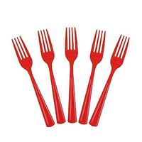 Red Plastic Forks 50 Count Party Catering Picnic Disposable New