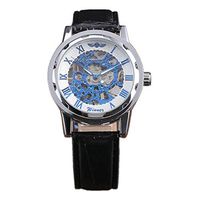 Winner Men Luxury Brand Roman Number Hand-Wind Leather Skeleton Military Watch Automatic Mechanical Wristwatches Gift