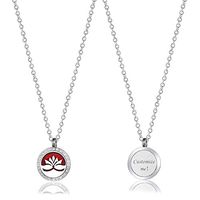 Anavia Personalized 0.79" Dia Crystal Essential Oil Aromatherapy Diffuser Necklace 316L Stainless Steel Pendant Locket Jewelry for Women Girls with 12 Refill Pads Box, Back Engraving