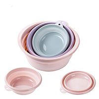 Set of 2,Collapsible Water Bucket Outdoor Portable Folding Wash Basin Wash Footbath Pouch Lightweight & Durable for Camping Travelling (S#φ9.8in+M#φ12.5in) (Violet)