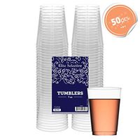 Elite Selection 7 Oz. Clear Disposable Plastic Cups | Perfect Hard Plastic Tumblers Cups for Party, Wedding, Cocktails | Pack of 50