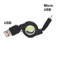 Black Retractable Cord Micro USB Data Charging Cable for Virgin Mobile LG Tribute 2 - Virgin Mobile Motorola Moto E (2nd Generation) - Virgin Mobile Motorola Moto G (3rd Gen)