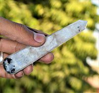 Excel Massage Wand in Rainbow Moonstone for Healing Spirit Power Stone 8 Faceted