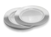 " OCCASIONS" 240 pcs Chargers, Extra Heavyweight Disposable Wedding Party Plastic Plates/Chargers/Serving Tray (12'' Plate, Diamond Diamond in White & Silver)