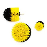 CIICII 3Pcs Drill Brush Attachment Set, All Purpose Power Scrubber Cleaning Kit - Medium Bristle Stain Remover for Bathroom, Automotive, Grill, Brick, Fireplace, Gutters (Yellow)