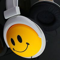 Happy Headphones - Smiling Face Over-Ear Headphones - Make the World a Brighter Place! - Yellow Smile Face