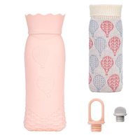 Microwave Heating Hot Water Bottle for winter-520ml Portable hot Water Bag for Pain Relief Silicone Hand Warmer with Knit Cover(Long, Pink)