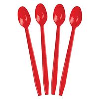 Red Soda Spoons, Disposable Plastic Party Spoons Great For Root Beer Floats, Ice Cream & So Much More! Fast Shipping! Frozen Dessert Supplies! 50 Count