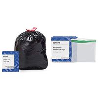 Amazon Brand - Solimo Lawn & Leaf Drawstring Trash Bags, 39 Gallon, 40 Count & Solimo Sandwich Storage Bags, 300 Count