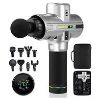 PressKnot VSport Massage Gun- Handheld Sports Massager for Athletic Recovery - Heart Rate Monitor - 9 Percussive Speeds for Deep Tissue Myofascial Pain Relief, and Trigger Point Muscle Therapy (Grey)