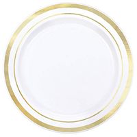 Amscan 438988 Premium Round Plastic Plates, 6 1/4", White
