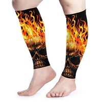 TWPDA Calf Compression Sleeve Flame Skull Leg Compression Socks for Shin Splint Calf Brace Support Women Men 1 Pair