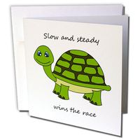 3dRose Slow and steady wins the race! Green Turtle - Greeting Cards, 6 x 6 inches, set of 12 (gc_6106_2)