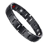 Kanyankeji Stainless Steel Magnetic Therapy Bracelet Pain Relief for Arthritis with Remove Tool Therapeutic Energy (Black)