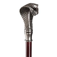 Design Toscano Cobra Walking Stick, 35 Inch, Pewter Handle and Hardwood Cane, Silver