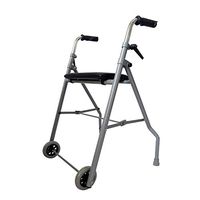Walker for Seniors with 2 Wheels, Padded Seat, 5In Wheels, Supports Up to 220 Lbs