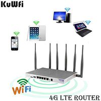KuWFi 4G LTE WiFi Router Dual Band 2.4-5.0GHz 802.11AC 1200Mbps Gigabit Port Wireless Internet Cat6 Routers with SIM Card Slot/6x 5dbi Antennas for Europe Middle East