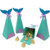 Mermaid Party Boxes,20pcs Mermaid Gift Boxes Treat Boxes Mermaid Party Favor Boxes with Thank You Stickers for Kids Birthday Party Baby Shower Under The Sea Party Mermaid Party Decoration