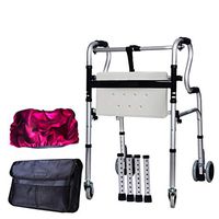 Lqdpdd Lightweight Folding Four Wheel Rollator Walker with Padded Seat, Light Weight Walker, Wheels for Seniors Wide Walker Supports Up to 396 Lbs Assisted Walking,B