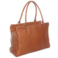 Piel Leather Laptop Travel Tote, Saddle