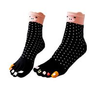 George Jimmy Breathable Cartoon Tube Toe Scoks Black Cotton Socks