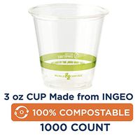 100% Compostable Cups by World Centric, Made from Ingeo PLA, for Cold Drinks, Clear, 3 oz (Pack of 1000)