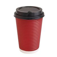 Party Bargains Premium Disposable Hot Paper Cups With Lids| Togo Coffee Cups Rippled Insulation For Heat Protection| Perfect For Your Coffee/Tea/Espresso - No Sleeves Needed - 16 oz- (100 pack)
