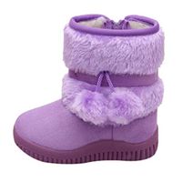 Baby Girls Boys Winter Warm Snow Boots Mid Calf Anti-Slip Pom Pom Fur Lined Prewalker Toddler Boots (Purple, 8.5 Toddler)