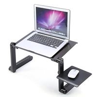 JPW Solutions Portable Laptop Table-Stand with Mouse Pad Fully Adjustable and Ergonomic Ultrabook-MacBook Folding 360 Aluminum Black Holder for Couch Sofa Bed Tray Desk Book Notebook Stand Reading