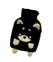 Cartoon Dog Rubber Water Washable Plush Cloth Cover Warm Hand,Black
