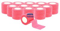 12-Pack, Pink 2” x 5 Yards, Self-Adherent Cohesive Tape, Strong Sports Tape for Wrist, Ankle Sprains & Swelling, Self-Adhesive Bandage Rolls
