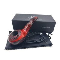 JS-one 13cm Ellipse Carved Wood Wooden Pipe Weed Tobacco Pipe