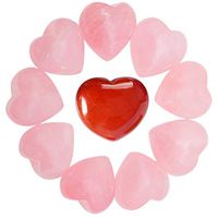 Healing Crystal 0.99 inch Rose Quartz Carved Worry Stone Chakra Reiki Balancing(Pack of 10) (Heart)