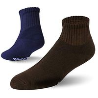 +MD Men's Non-Binding Bamboo Diabetic Circulatory 4 Pack Full Cushion Quarter Socks Coffee/DarkNavy,Shoe Size 8-12