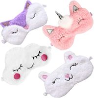 4 Pack Cute Animal Unicorn Sleep Mask for Girls Soft Plush Blindfold Cute Unicorn Fox Alpaca Sleeping Masks Eye Cover Eyeshade for Kids Teens Girls Women Plane Travel Nap Night Sleeping