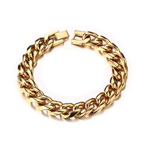 Lam Hub Fong Mens Sport Cuban Link Chain Breacelet Men Gold Chain Bracelets for Men Stainless Steel Cuban Link Bracelet for Men Gold Medical-Identification-and-Alert-Jewelry (Gold-1)