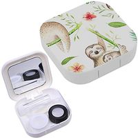 Portable Contact Lens Case Box Travel Kit Mirror + Bottle + Tweezers Container Holder [ Baby Animals Sloth Nursery ]