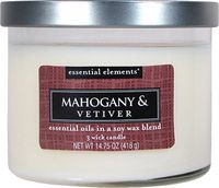 Candle lite 1542293 14.75 Oz Mahogany & Vetiver Essential Elements 3 Wick Jar Candle With Metal Lid