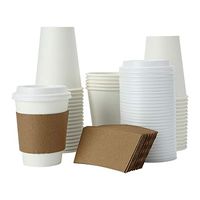 TashiLiving 12 Ounce Paper Coffee Lids and Sleeves-108 Set disposable cups for Hot Cocoa, Chocolate, Tea, 12 Ounce, White