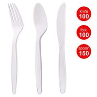 100% Compostable Disposable Cutlery Combo Set, 350 Ct Biodegradable Forks Spoons and Knives, 7" Large Utensils, Eco-friendly and Heat Resistant by SZUAH